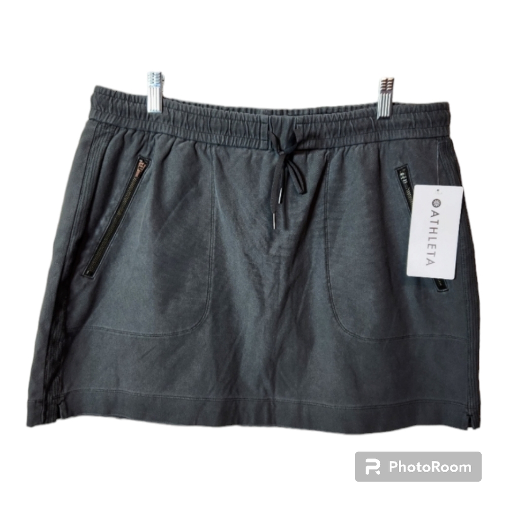 🆕️Athleta Farallon Skirt Gray Organic Cotton Pockets Womens Size 14
